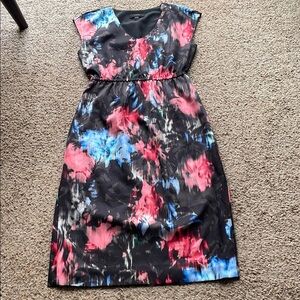 JCrew Floral Black and Pink midi Dress size 4